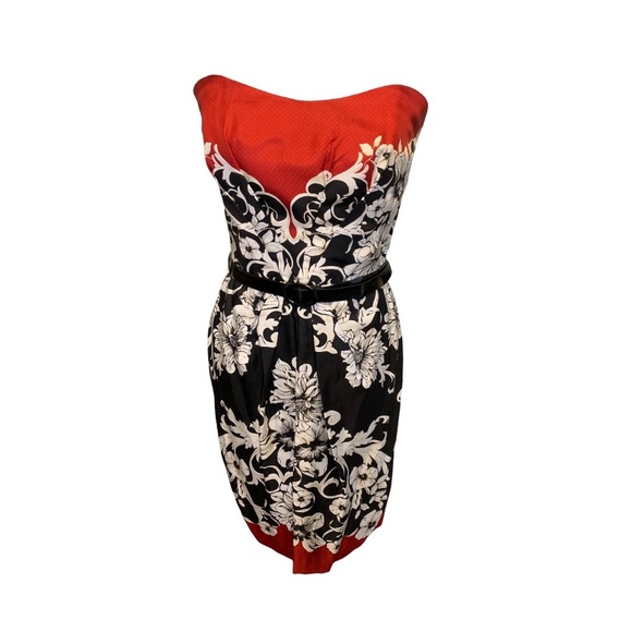 Printed Strapless Dress - Picture 1 of 3